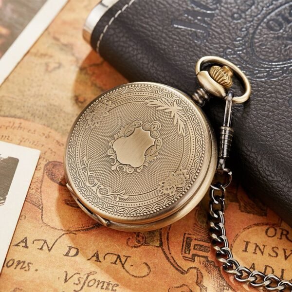 Steampunk Roman Numerals Quartz Pocket Watch - Image 4